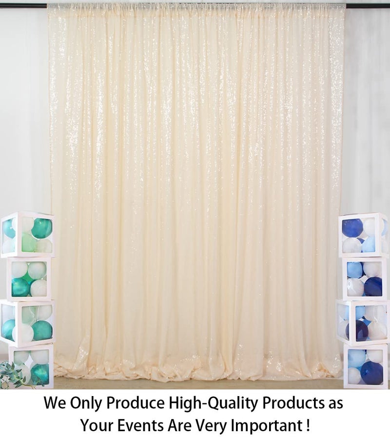 ShiDianYi 4FTX6FT-Ivory-SEQUIN Photo Backdrop, Beige Wedding Photo Booth, Photography Background Ivory Sequin Backdrop Curtain Glitter Backdrop for Parties - Image 2